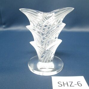 SHZ-6 ラリックLALIQUE■キャンドルスタンド 植物 レリーフ 高さ約11.0cm■クリスタルガラス/キャンドルホルダー/葉/クリアの画像1