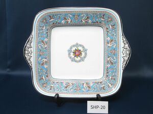 SHP-20 ウエッジウッドWEDGWOOD■フロレンティーンFLORENTINE ブレッド＆バタープレート W2714■ターコイズ/スクエア/四角/青