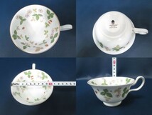 SHC-23 ウエッジウッドWEDGWOOD■英国製 ワイルドストロベリーWILD STRAWBERRY カップ＆ソーサー5客 ティーポット■R4406/イチゴ/金彩_画像4