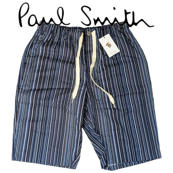 新品 Paul Smith ポールスミス ショートパンツ M マルチストライプ ラウンジウェア メンズ ブルー LOUNGE WEAR 春 夏