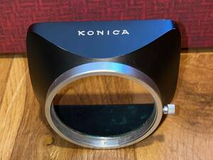 * rare / cheap postage / Konica made of metal hood rectangle / inside diameter approximately φ57/ covered type / metal hood /KONICA/ KONI hood / Showa Retro / Vintage / square shape *