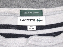 即決 美品 LACOSTE ラコステ TH724PL パイル ボーダー リラックスシルエット ヘンリーネック 半袖Tシャツ グレー 2 メンズ_画像5