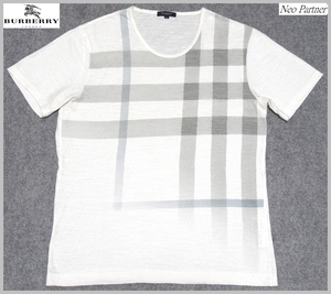 即決 美品 BURBERRY LONDON バーバリーロンドン グラデーションチェック 半袖Tシャツ カットソー ホワイト LL 日本製 正規品 メンズ