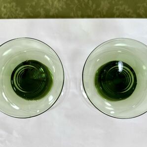★ 昭和レトロ グリーン ワイングラス ２客 グラス 緑 レトロ アンティーク モダン の画像5