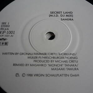 国内プロモ12インチ  SANDRA / SECRET LAND (M.I.D DJ MIX)感涙激レア♪ サンドラ アラベスク モンチ田中 の画像3