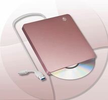 DVD/CDドライブ 外付け USB3.0 タッチ吸引式 USB A/Type-C両用 読込み&書込み ポータブル Mac/Windows/Linux等 プレイヤー (ピンク)(H55)_画像1