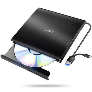 外付けDVDドライブ 極静音 CD DVDドライブ 外付け 高速 USB 3.0&Type-Cデュアルポート 外付けCDドライブ 読み出し&書き込み ブラック(H7)の画像1