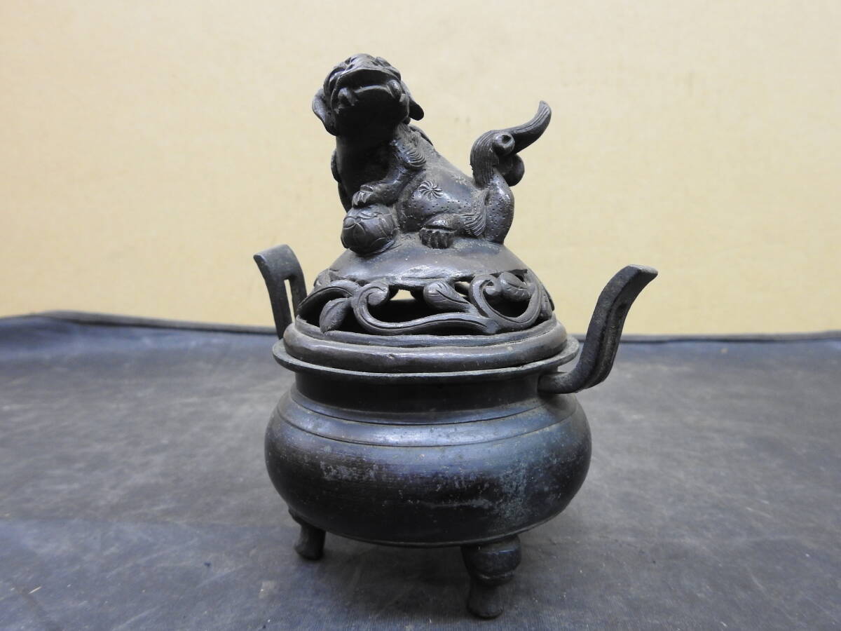 谷上◇花紋金銀象嵌 獅子耳銅香炉 獅子香炉 2点 古美術 骨董品 明石旧家買取品 NS1407|金属工芸 谷上◇花紋金銀象嵌 獅子耳銅香炉 獅子香炉 2点 古美術 骨董品 明石旧家買取品 NS1407|金属工芸