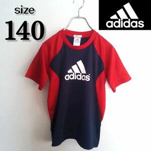 【 adidas 】アディダス 半袖 T シャツ140 ★ 赤 濃紺 吸汗速乾 ジュニア スポーツウエア サッカー テニス 子供服