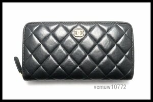 近年モデル希少美中古■CHANEL 29番台 マトラッセ レザー ラウンドファスナー 長財布 シャネル■0328nw1213820