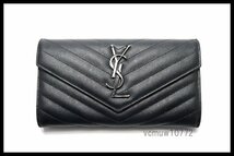 近年モデル希少美中古■SAINT LAURENT PARIS Vステッチ レザー 2つ折り長財布 サンローランパリ■0404sk308471_画像1