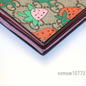 近年モデル希少美中古■GUCCI ストロベリー GGスプリーム レザー 2つ折り財布 グッチ■0404ab25312の画像5