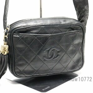 希少中古■CHANEL 1番台 マトラッセ フリンジ レザー ショルダーバッグ シャネル■0411ca112-10Mの画像4