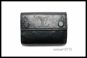 RFIDタグ近年希少美中古■LOUIS VUITTON モノグラムシャドウ ディスカバリーコンパクト レザー 3つ折り財布 ルイヴィトン■0411ac1039-8K