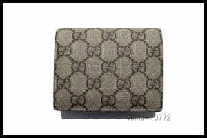 希少美中古■GUCCI GGスプリーム レザー 2つ折り財布 グッチ■0425hf3091-1M