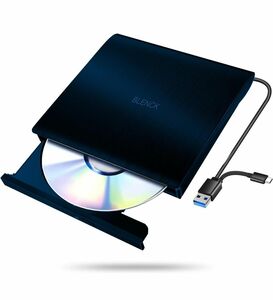 外付けDVDドライブ デュアルポート PC CD DVD 書き込み ポータブルドライブ