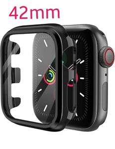 アップルウォッチケース コンパチブル 42mm ブラック 画面保護 取り付け簡単 耐衝撃