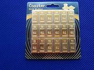 ゴールドバーコースター　GOLD BULLION　金の延べ板　ドリンクコースター　新品未使用品　約半額