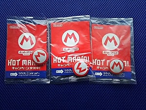 HOT MARIO缶バッジ　3袋　新品未使用品　外袋に多少汚れがありますが新品未使用品です