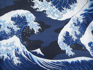 [ made in Japan ].. three 10 six .[ wave reverse side ] yukata / navy blue man and woman use [ in bound *. pavilion yukata * Mt Fuji ]NAVY L
