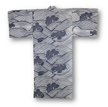 日本製】日本海を彷彿させる「波」のデザインが粋な浴衣！白地に紺柄　サイズ　XL_画像3