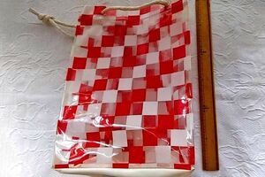  Showa Retro vinyl bag pool waterproof tote bag red white check collection dead stock 