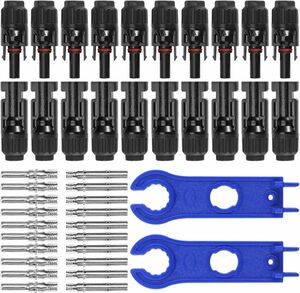 10組 セット MC4コネクター ソーラーパネル 接続ケーブル用 MC4型コネクター (オス・メス) MC4コネクタ 取り付けレンチ 2本 N521