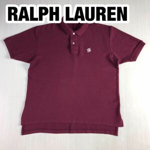 CHAPS RALPH LAUREN チャップス ラルフローレン 半袖ポロシャツ L ボルドー 刺繍ロゴ