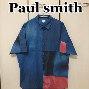 ポールスミス Paul smith 幾何学総柄デザインシャツ　アートヨーロピアン　半袖シャツ　Mサイズ