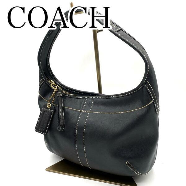 極美品　COACH コーチ　ハンドバッグ　ブラック　レザー　10739