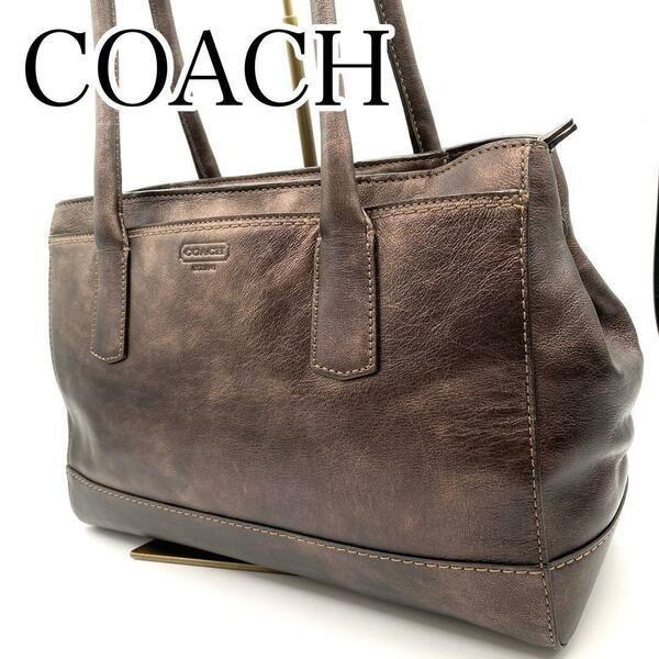 COACH コーチ　ハンドバッグ　ブラウン　レザー　ターンロック　12482