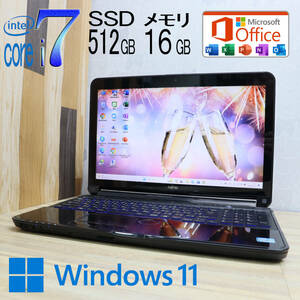 ★美品 最上級4コアi7！新品SSD512GB メモリ16GB★AH77/E Core i7-2670QM Webカメラ Win11 MS Office2019 Home&Business ノートPC★P68175