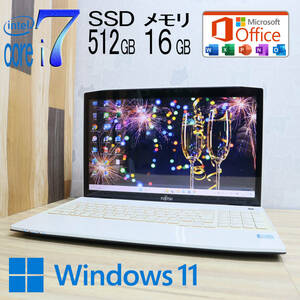 ★美品 最上級4コアi7！新品SSD512GB メモリ16GB★A77K Core i7-3632QM Webカメラ Win11 MS Office2019 Home&Business ノートPC★P68718