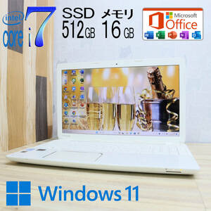 ★中古PC 最上級4世代4コアi7！新品SSD512GB メモリ16GB★T554/67KW Core i7-4700MQ Webカメラ Win11 MS Office2019 H&B★P68893