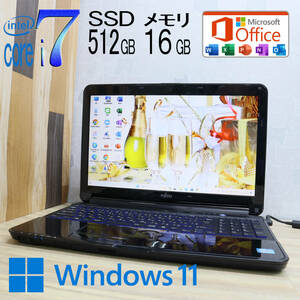 ★美品 最上級4コアi7！新品SSD512GB メモリ16GB★AH56/H Core i7-3610QM Webカメラ Win11 MS Office2019 Home&Business ノートPC★P69530