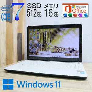 ★中古PC 最上級4世代4コアi7！新品SSD512GB メモリ16GB★LS700T Core i7-4712MQ Webカメラ Win11 MS Office2019 Home&Business★P69188