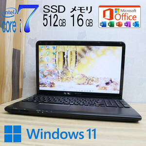 ★中古PC 最上級4コアi7！新品SSD512GB メモリ16GB★SVE15136CJB Core i7-2670QM Webカメラ Win11 MS Office2019 Home&Business★P70806