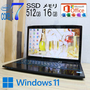 ★美品 最上級4コアi7！新品SSD512GB メモリ16GB★AH77/K Core i7-3632QM Webカメラ Win11 MS Office2019 Home&Business ノートPC★P70323