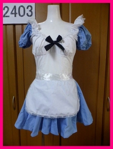  free shipping * made clothes * costume play clothes M sax blue / white edge race apron short sleeves One-piece classical specification /Leg Avenue made Halloween fancy dress 