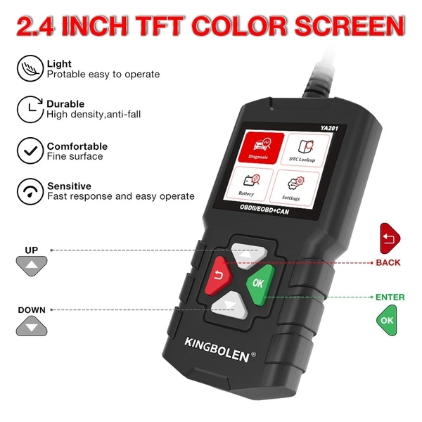 OBD2診断機 YA-201 12V 外車 国産普通車 軽自動車 EDIAG KINGBOLEN