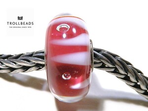  Toro - рубин z*Trollbeads*OOAK* печать иметь * новый товар * приобретение не возможно * белый & красный asimeto Lee полоса Bubble s*