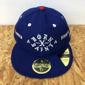 未使用 SAINT Mxxxxxx BORNXRAISED NEWERA キャップ ブルー 7 1/2 [jgg]