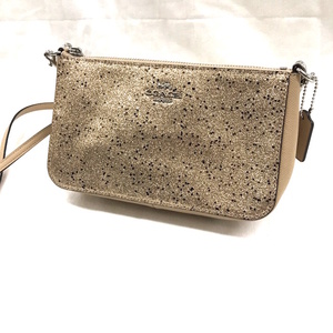 超美品 COACH ショルダーバッグ ゴールド スター グリッター クロスグレーン レザー F39656 [jgg]