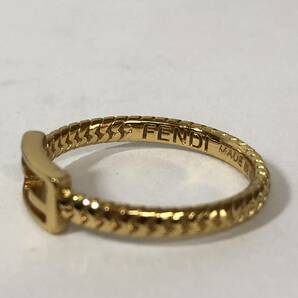 Uー４☆彡 FENDI フェンデェ 指輪 ゴールドカラー ロゴ 約10号 中古品の画像4