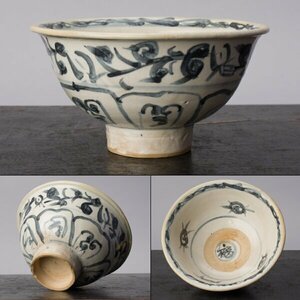 【千d806】安南 茶碗　16－17世紀　　染付