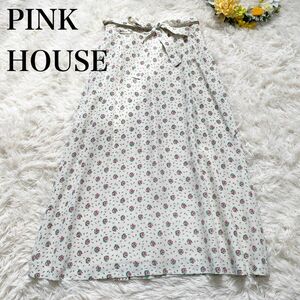 【PINK HOUSE】ローズ柄スカート ヴィンテージ バックプリーツ