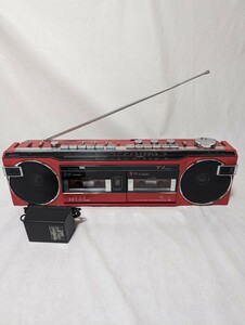 サンヨー SANYO MR-WU4MKⅡ ダブルラジカセ カセットテープ 赤 昭和レトロ 中古 現状品