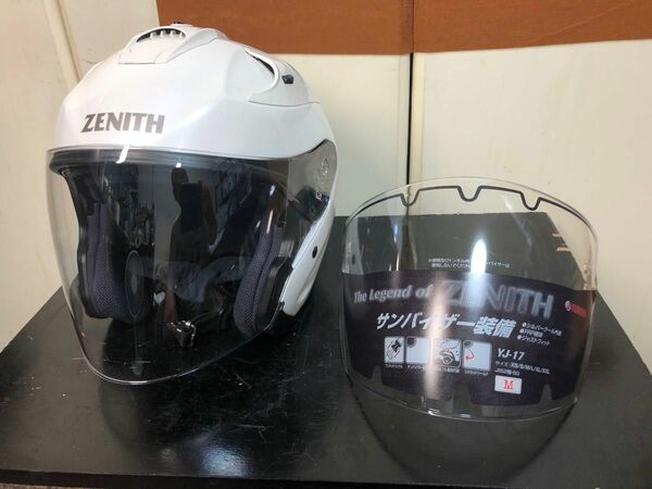 YAMAHA ヤマハ　ZENITH ゼニス　YJ-17 サンバイザー付　L 白　中古　予備シールド付 ジェットヘルメット