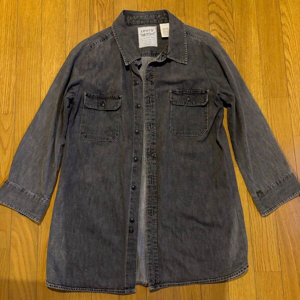 ●LEVI'S リーバイス ブラックデニム フェード シャツXXL 古着 ヴィンテージ 厚手 しっかり生地