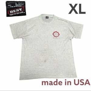 90sUSA製フルーツオブザルームプリントグレーTシャツ半袖XLシングルステッチsws0223wn7アメリカ製